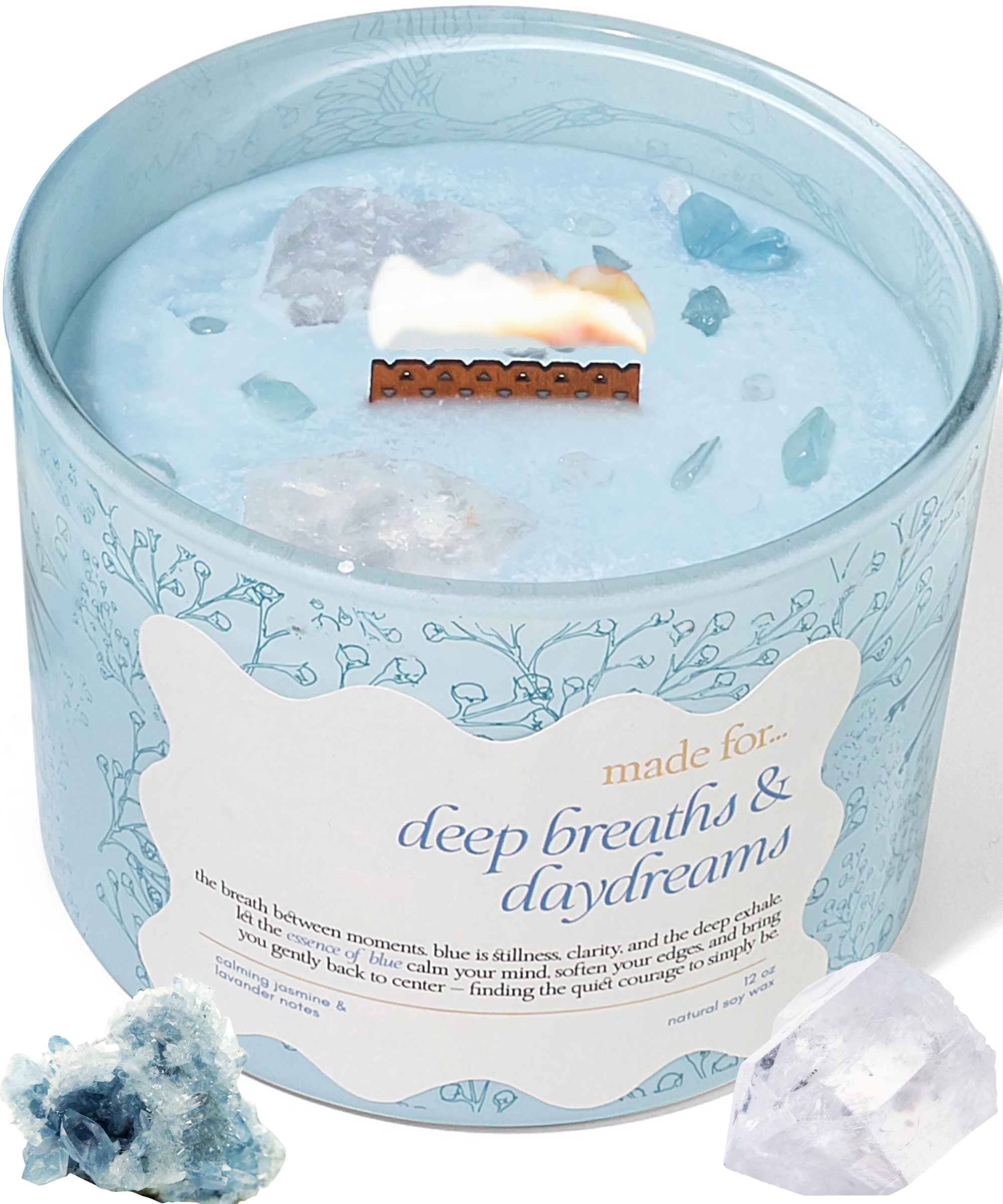 Blue Babybottle【クリスタルパワーストーン】 Blue Crystal Candle 12oz – The Mindful Collective